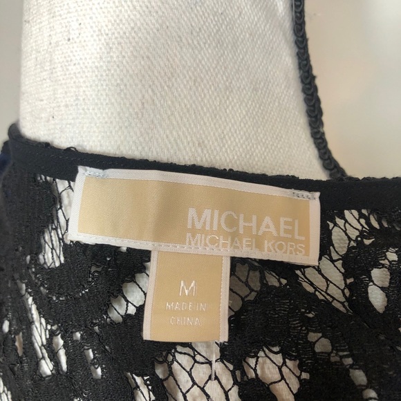 Michael Kors navy top w/black lace size m - Picture 6 of 8